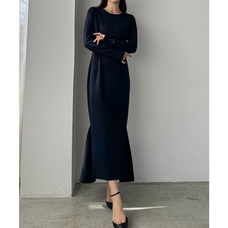 Louere 長袖ストレッチカットマーメイドワンピース[品番：AMTW0011889