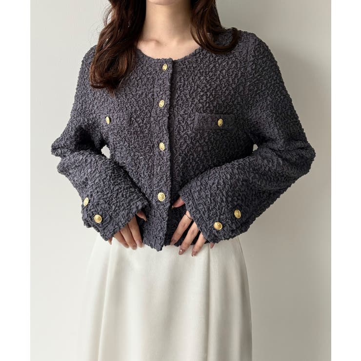 ミピアール mipiarl mipiarl  ぽこぽこ金ボタントップス （ブラック） ミピアール mipiarl ぽこぽこ金ボタントップス （ブラック