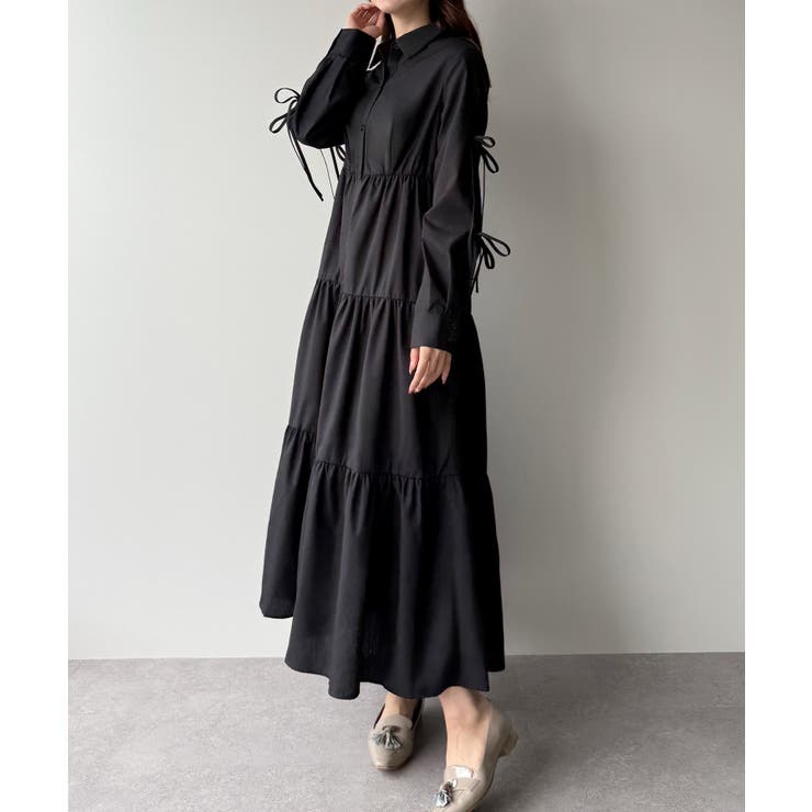 mipiarl  袖リボンティアードシャツワンピース【一部ぺチスカートセット】 | JUNOAH | 詳細画像10 