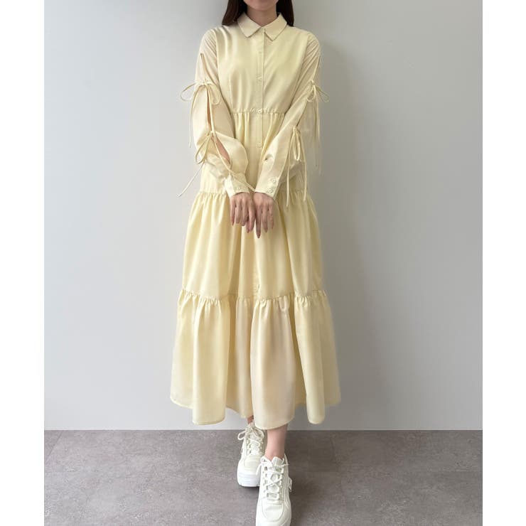 mipiarl  袖リボンティアードシャツワンピース【一部ぺチスカートセット】 | JUNOAH | 詳細画像15 