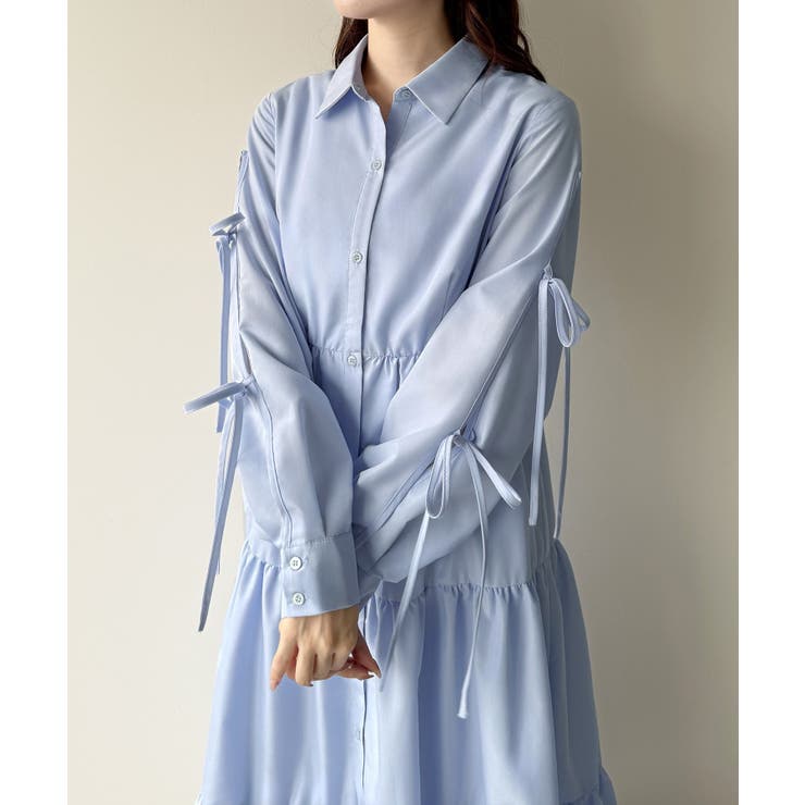 mipiarl  袖リボンティアードシャツワンピース【一部ぺチスカートセット】 | JUNOAH | 詳細画像7 