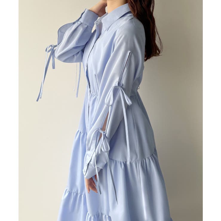 mipiarl  袖リボンティアードシャツワンピース【一部ぺチスカートセット】 | JUNOAH | 詳細画像8 