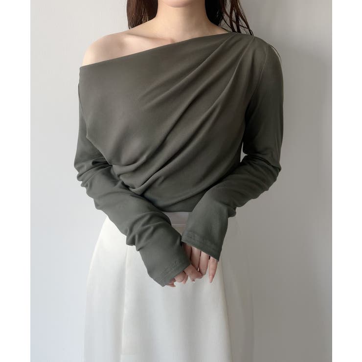 チャコール | mipiarl  薄手ドレープトップス | JUNOAH