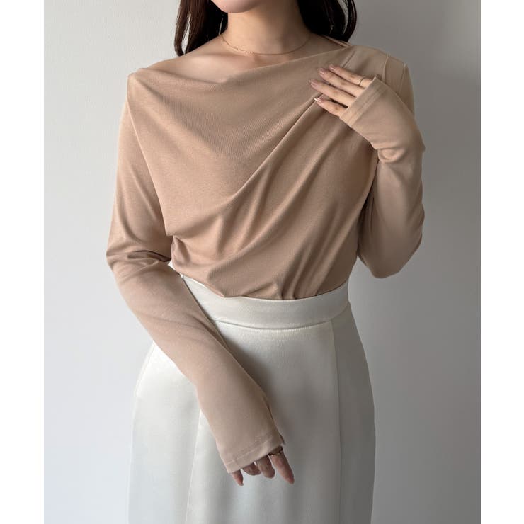 ピンクベージュ | mipiarl  薄手ドレープトップス | JUNOAH