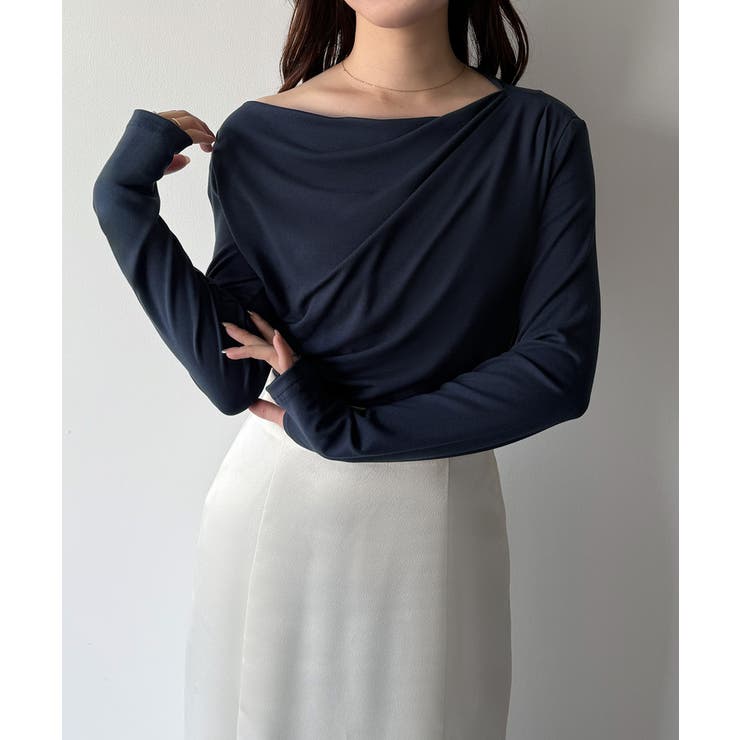 ネイビー | mipiarl  薄手ドレープトップス | JUNOAH
