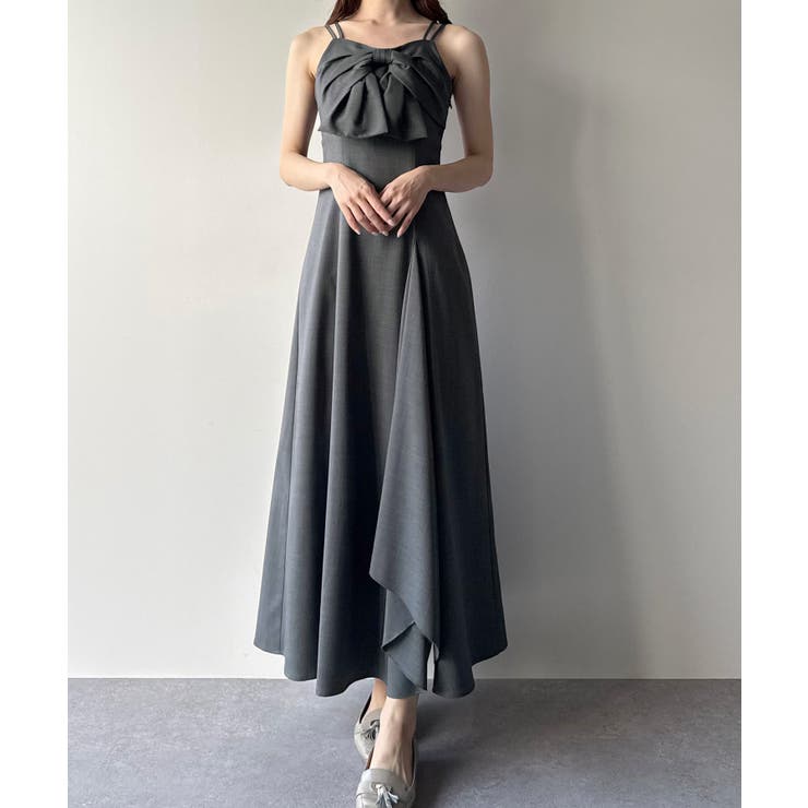 mipiarl フロントリボンラッフルキャミワンピース[品番