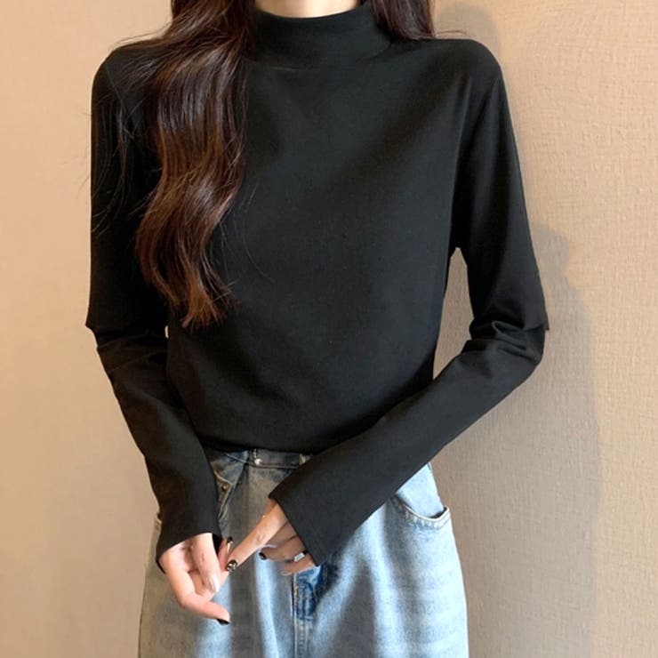 ブラック | ハイネックトップス シャツ レディース | Dewlily