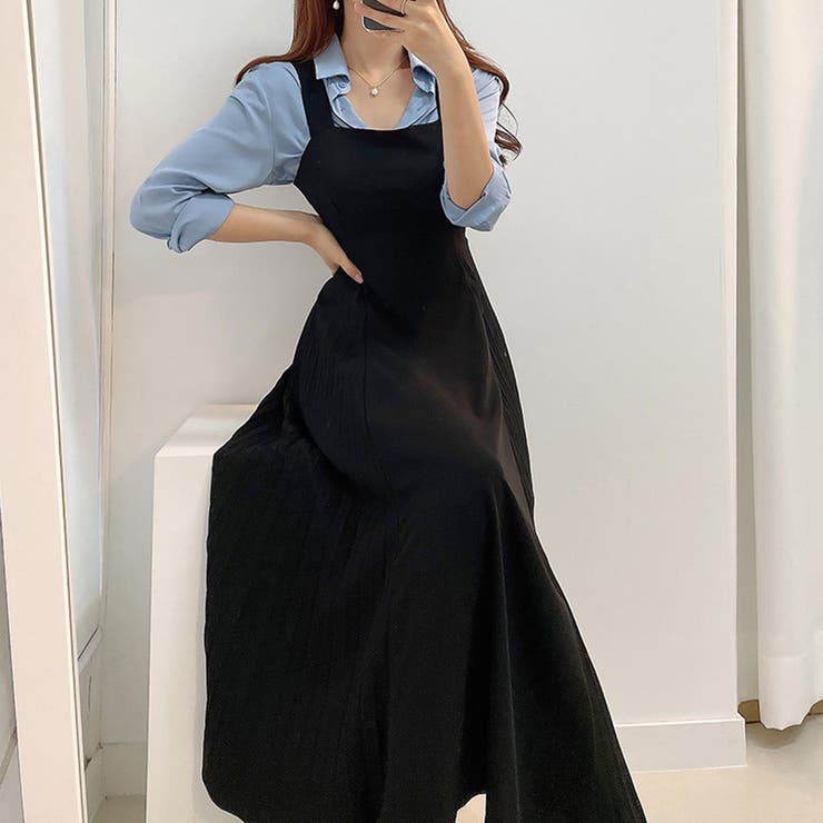 サロペットプリーツロングワンピース レディース 春服 | Dewlily | 詳細画像13 