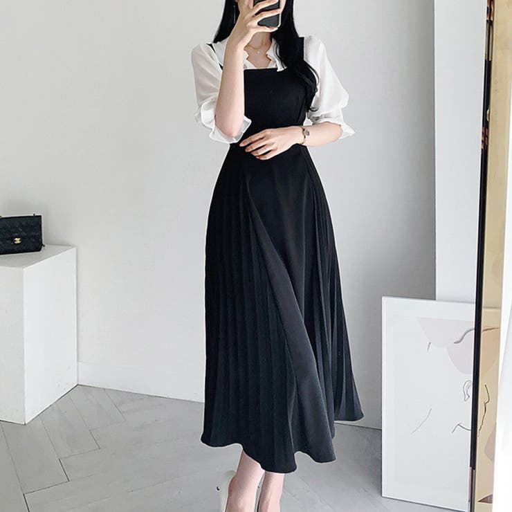 サロペットプリーツロングワンピース レディース 春服 | Dewlily | 詳細画像14 