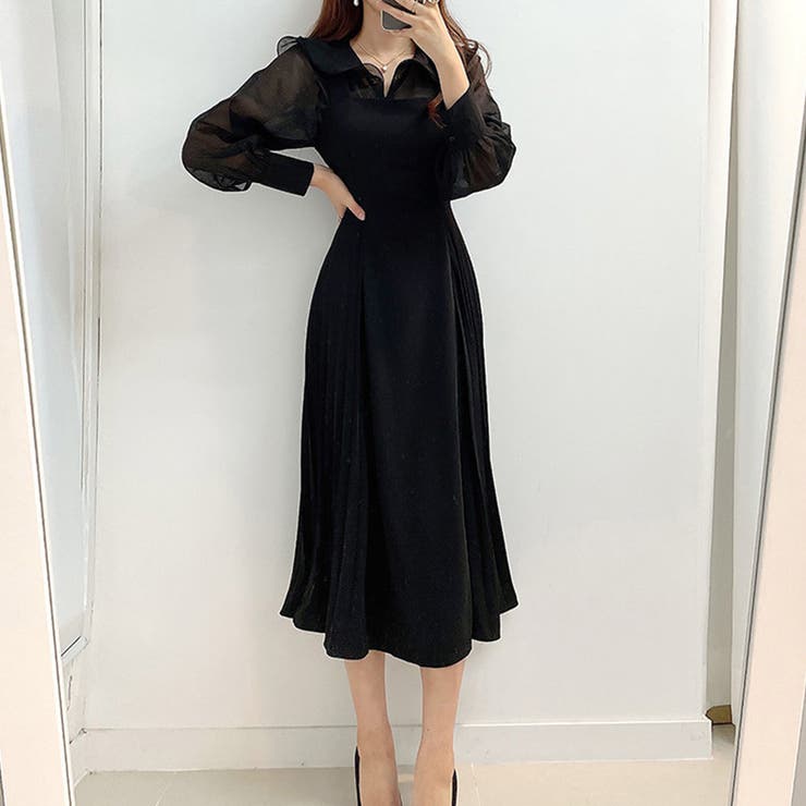 サロペットプリーツロングワンピース レディース 春服 | Dewlily | 詳細画像3 