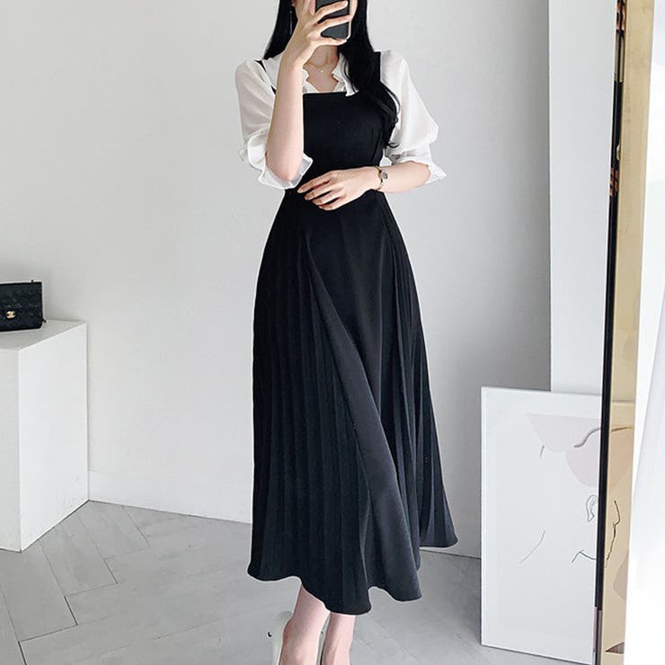 サロペットプリーツロングワンピース レディース 春服 | Dewlily | 詳細画像4 