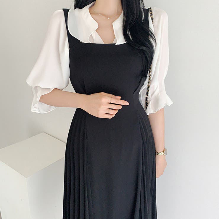 サロペットプリーツロングワンピース レディース 春服 | Dewlily | 詳細画像7 