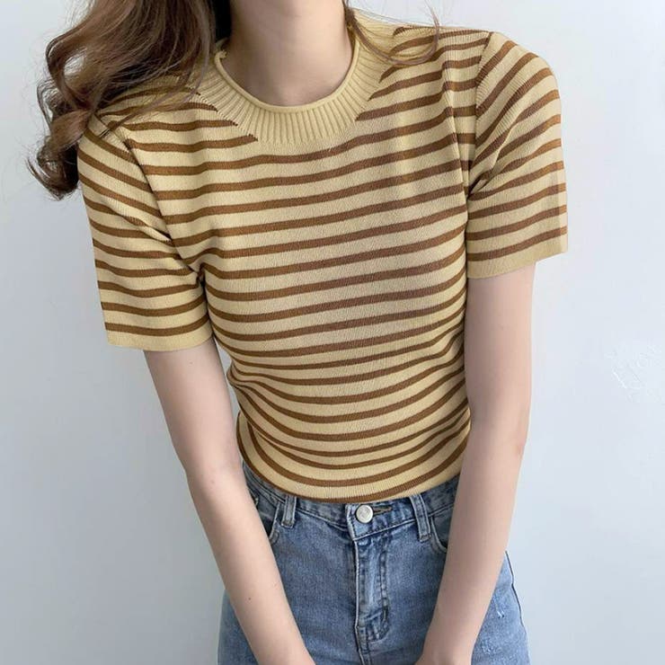 ボーダー半袖ニットソー レディース トップス春服 | Dewlily | 詳細画像13 