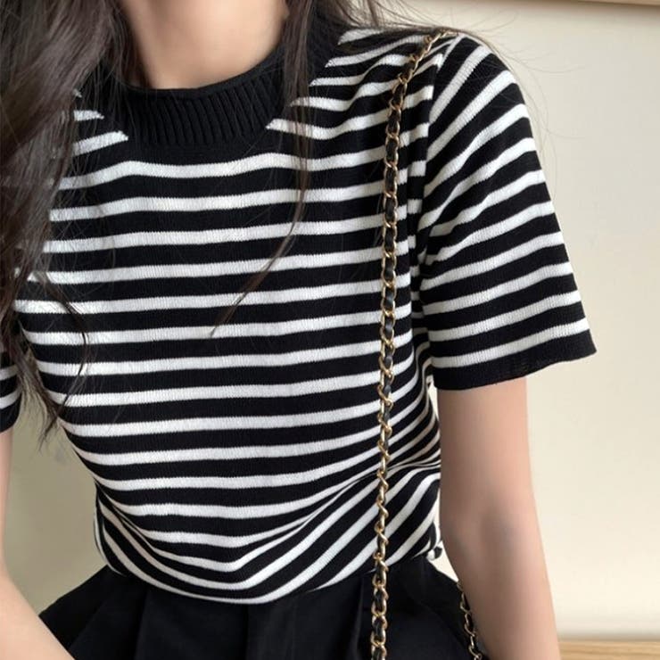 ボーダー半袖ニットソー レディース トップス春服 | Dewlily | 詳細画像14 