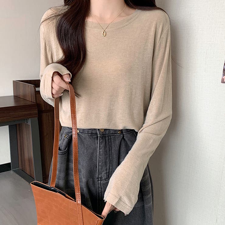 ラウンドネック長袖Tシャツ レディース トップス | Dewlily | 詳細画像14 