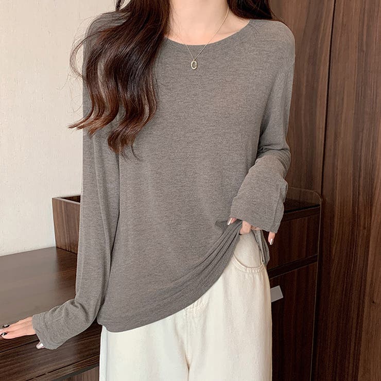 ラウンドネック長袖Tシャツ レディース トップス | Dewlily | 詳細画像2 