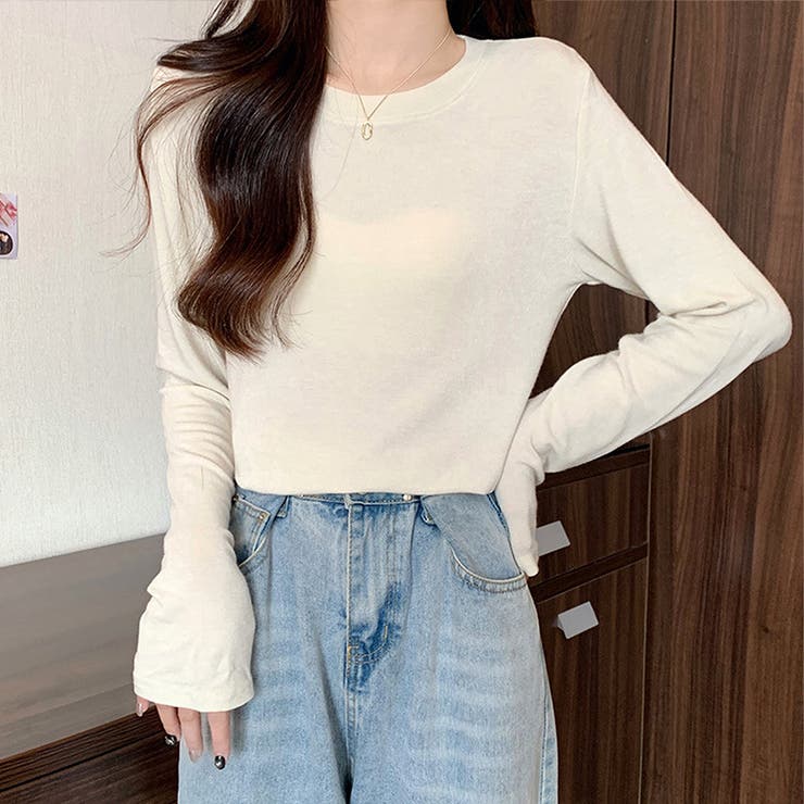 ラウンドネック長袖Tシャツ レディース トップス | Dewlily | 詳細画像7 