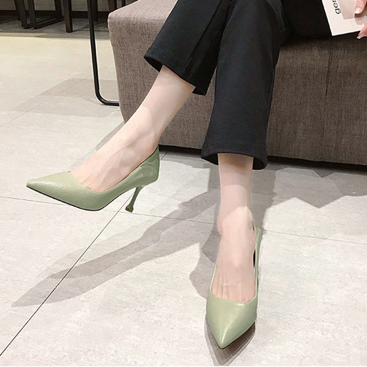 グリーン | ピンヒールパンプス シューズ 韓国ファッション | Dewlily