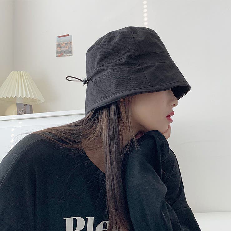ブラック | シンプル無地バケットハット 韓国ファッション 10代 | Dewlily
