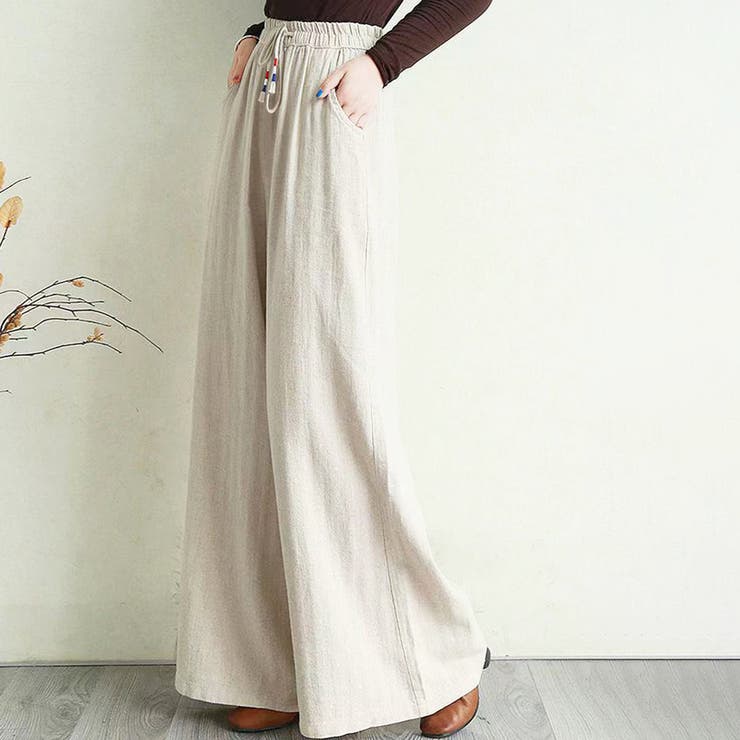 アイボリー | カジュアルワイドパンツ レディース ボトムス | Dewlily