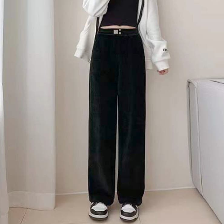 コーデュロイワイドパンツ 韓国ファッション 10代[品番