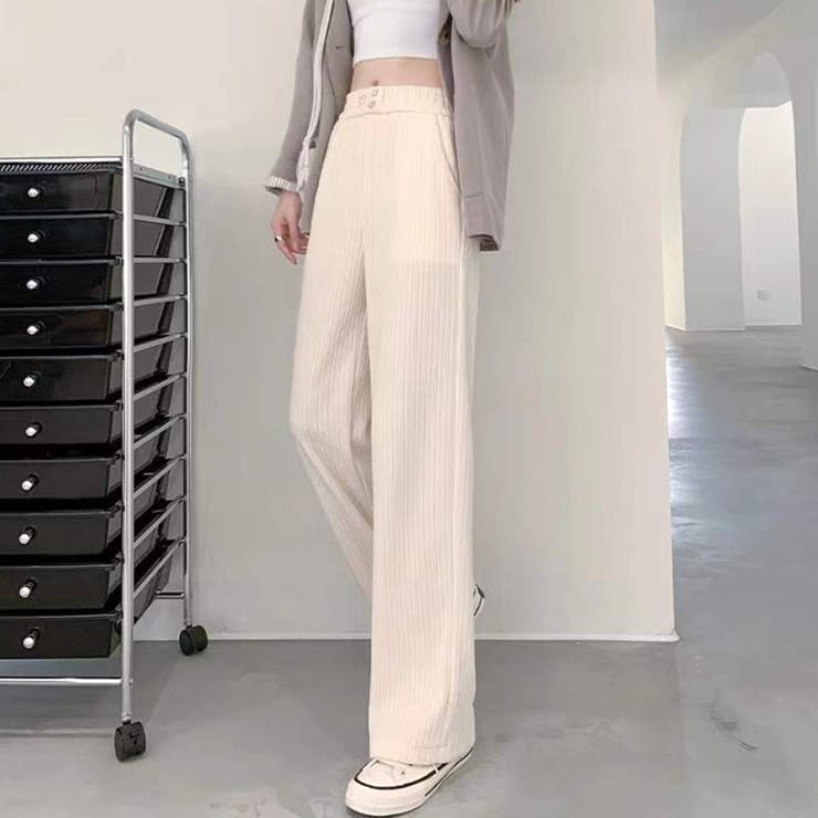 コーデュロイワイドパンツ 韓国ファッション 10代[品番