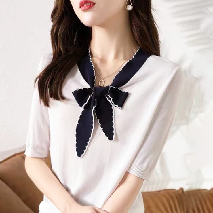 リボンサマーニット 韓国ファッション 10代 | Dewlily | 詳細画像14 