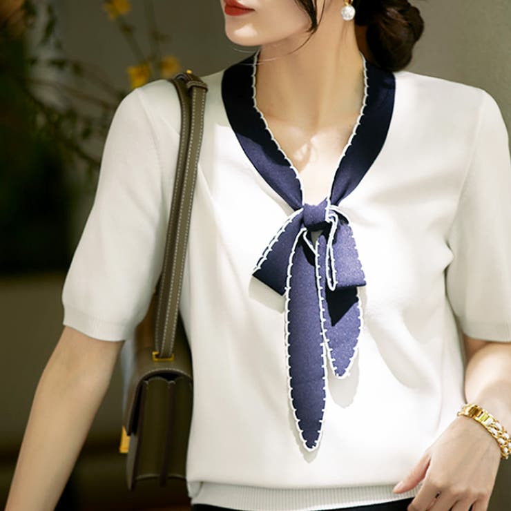 リボンサマーニット 韓国ファッション 10代 | Dewlily | 詳細画像3 