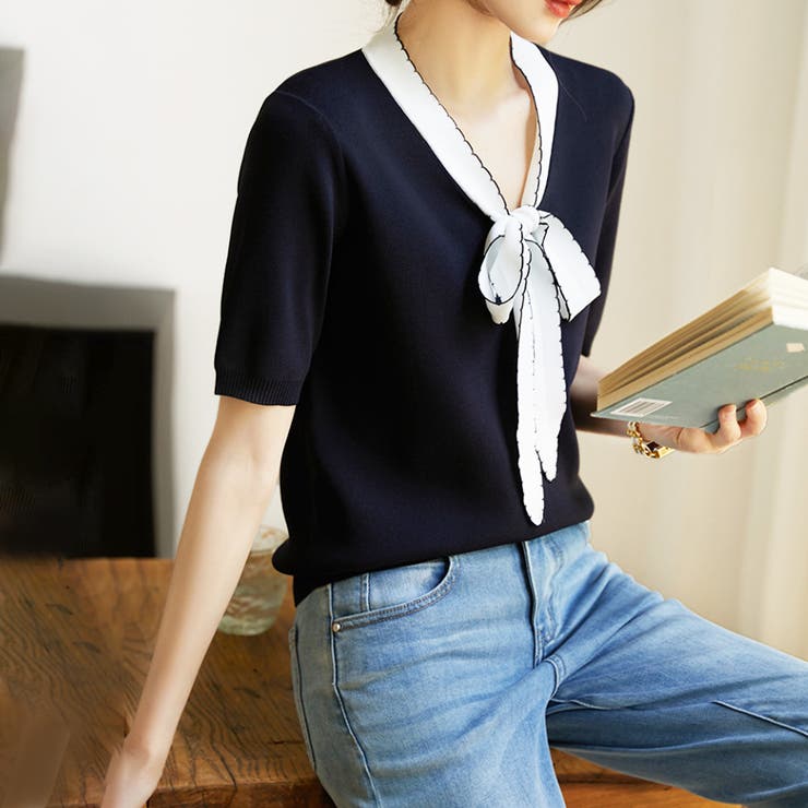 リボンサマーニット 韓国ファッション 10代 | Dewlily | 詳細画像4 