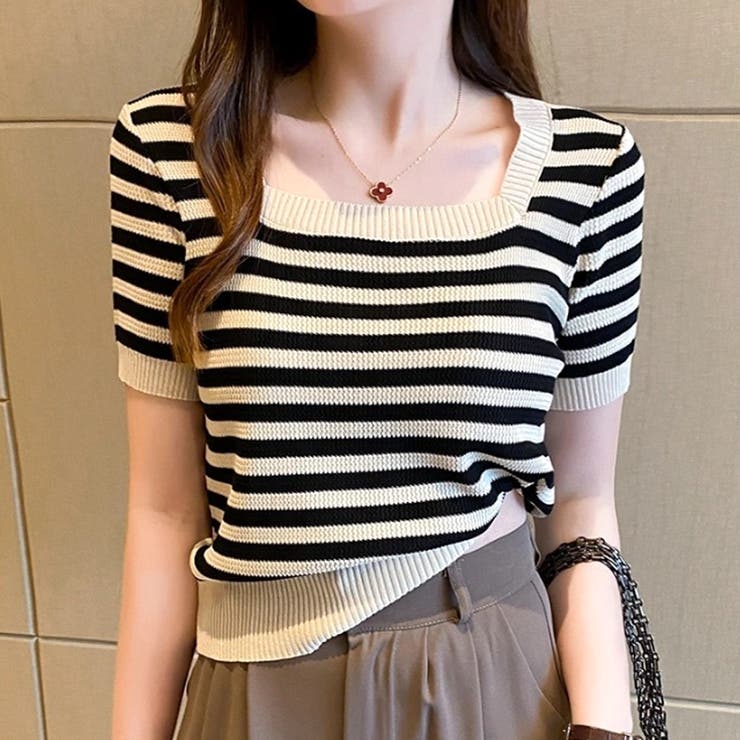 ボーダーサマーニット 韓国ファッション 10代 | Dewlily | 詳細画像12 