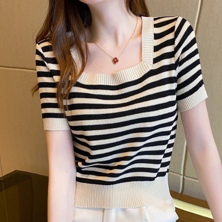 ボーダーサマーニット 韓国ファッション 10代 | Dewlily | 詳細画像2 