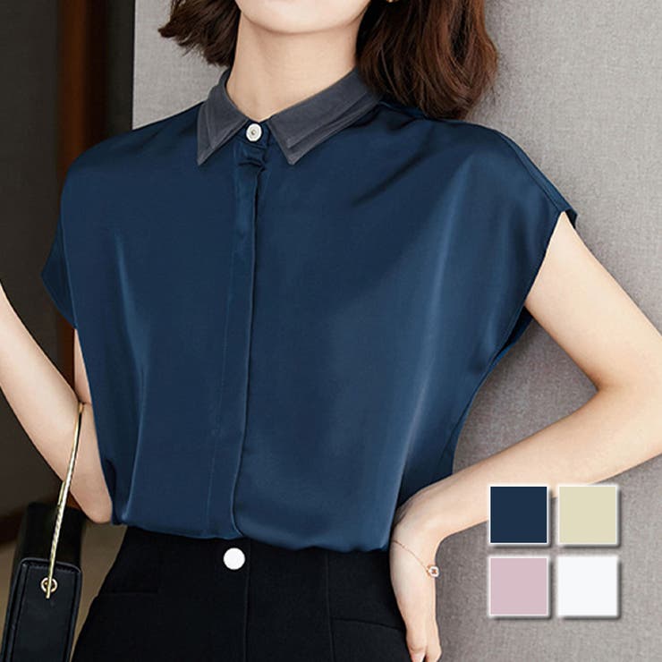 サテン風ブラウス 韓国ファッション 10代 | Dewlily | 詳細画像1 