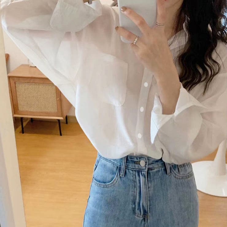 シアーシャツブラウス 韓国ファッション 10代 | Dewlily | 詳細画像14 