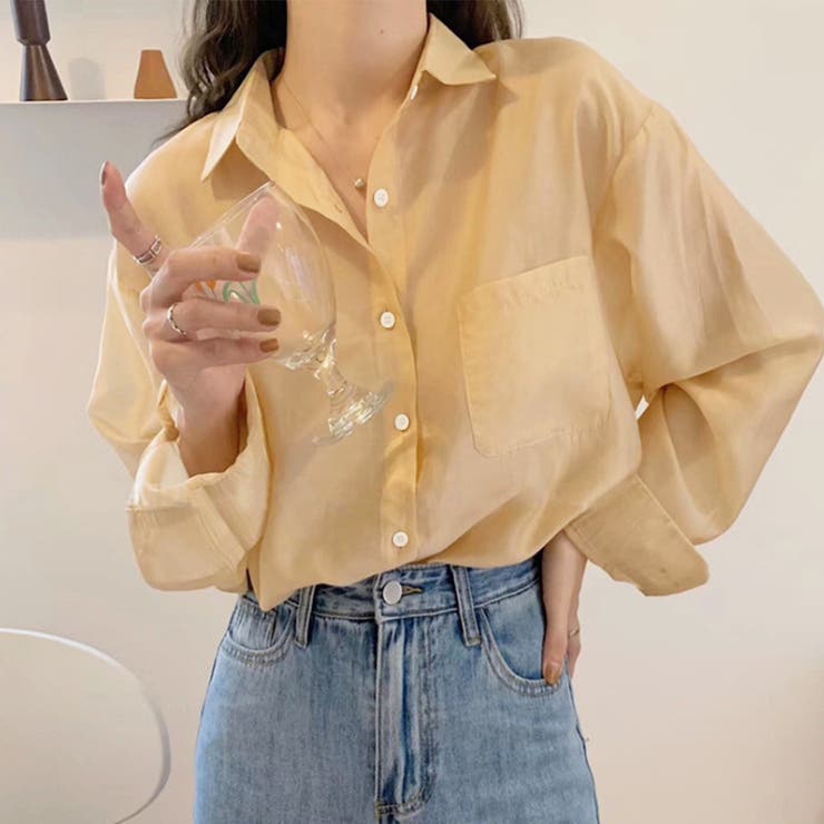 シアーシャツブラウス 韓国ファッション 10代 | Dewlily | 詳細画像3 