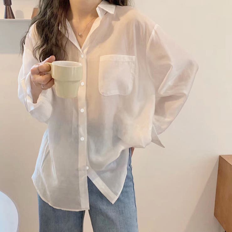シアーシャツブラウス 韓国ファッション 10代 | Dewlily | 詳細画像8 