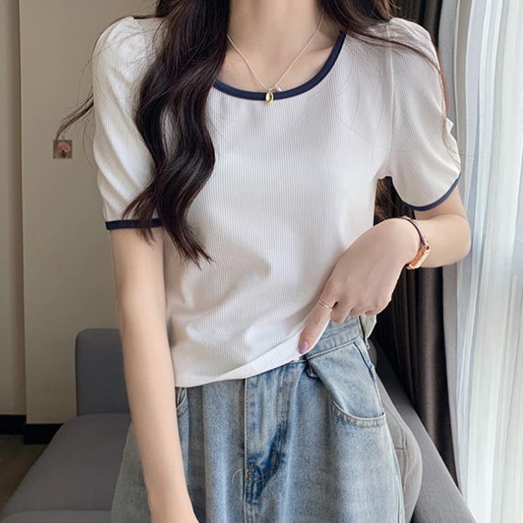 バイカラーTシャツ 韓国ファッション 10代 | Dewlily | 詳細画像12 