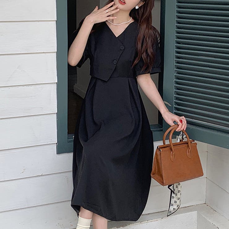 パフスリーブワンピース 韓国ファッション 10代 | Dewlily | 詳細画像15