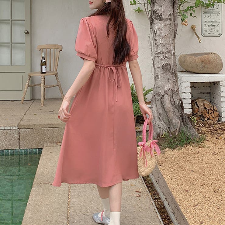 Freckle Seoul グレー　ワンピース パフスリーブ Poppy/パフスリーブドレス (グレー) | Q-pot. ONLINE SHOP
