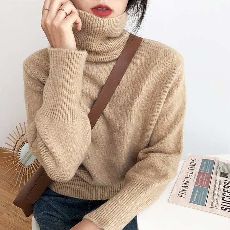 ベージュ | タートルネックセーター 秋 冬 | Dewlily