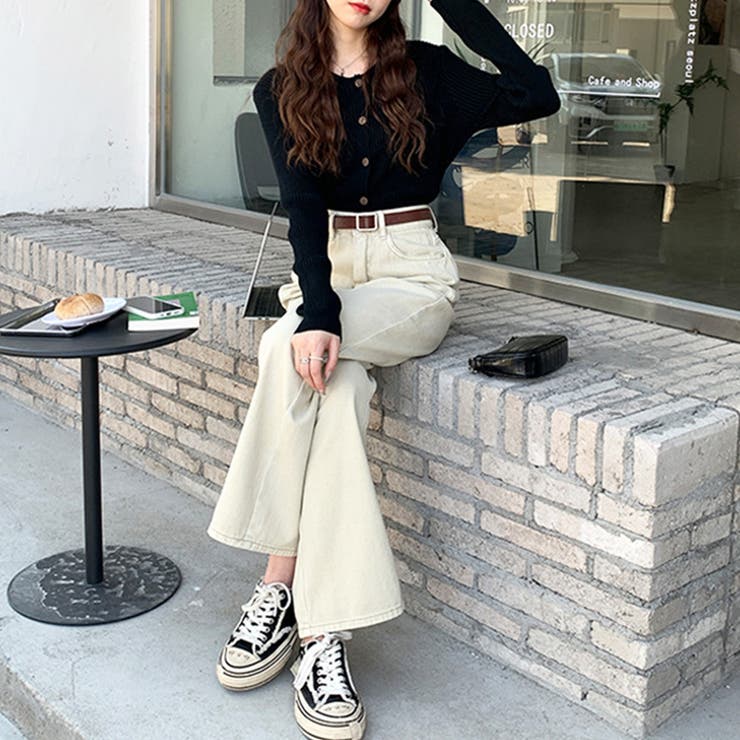 襟付きリブニット 秋 冬[品番：AMSW1777720]｜Dewlily（デューリリー