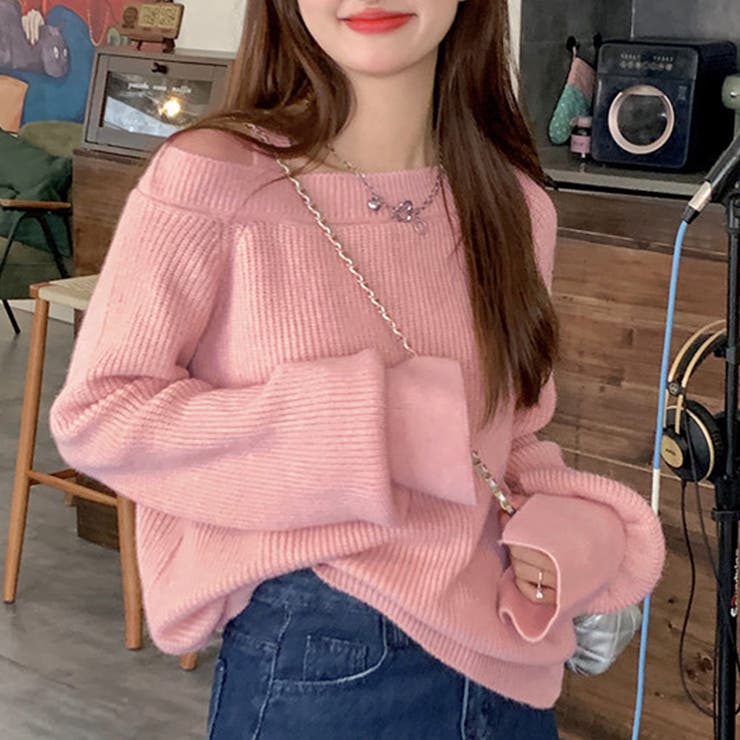 ワンショルダーニット 秋 冬[品番：AMSW1777722]｜Dewlily（デュー