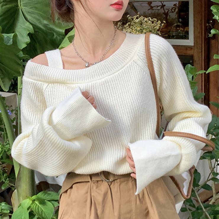 ワンショルダーニット 秋 冬[品番：AMSW1777722]｜Dewlily（デュー