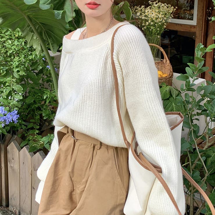 ワンショルダーニット 秋 冬[品番：AMSW1777722]｜Dewlily（デュー