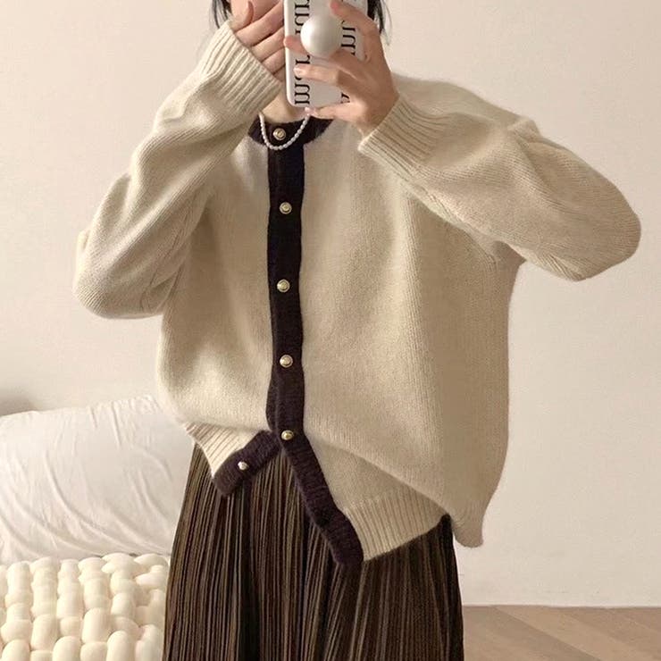 配色カラーニットトップス 秋 冬 | Dewlily | 詳細画像4 