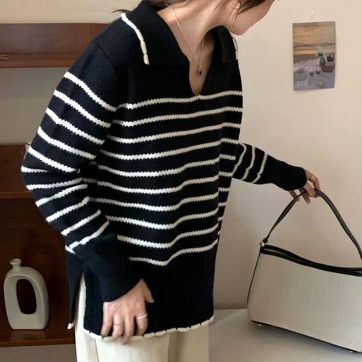 ブラック | ニットチュニック 秋 冬 | Dewlily