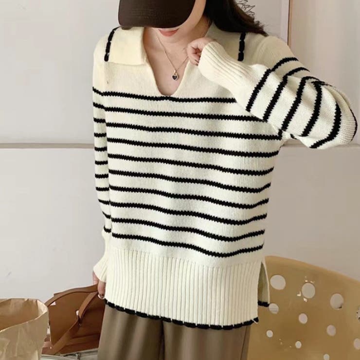 ホワイト | ニットチュニック 秋 冬 | Dewlily