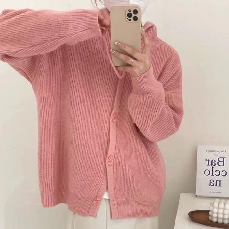 フード付きカーディガン 秋 冬 | Dewlily | 詳細画像17 