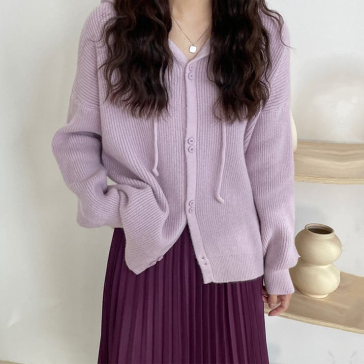 フード付きカーディガン 秋 冬 | Dewlily | 詳細画像18 