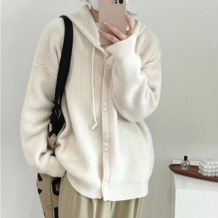 フード付きカーディガン 秋 冬 | Dewlily | 詳細画像19 