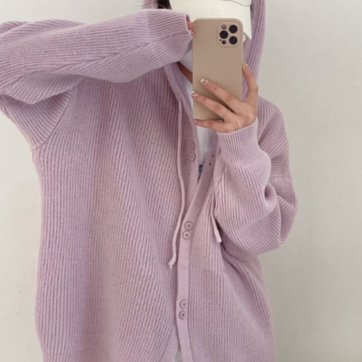 フード付きカーディガン 秋 冬 | Dewlily | 詳細画像3 